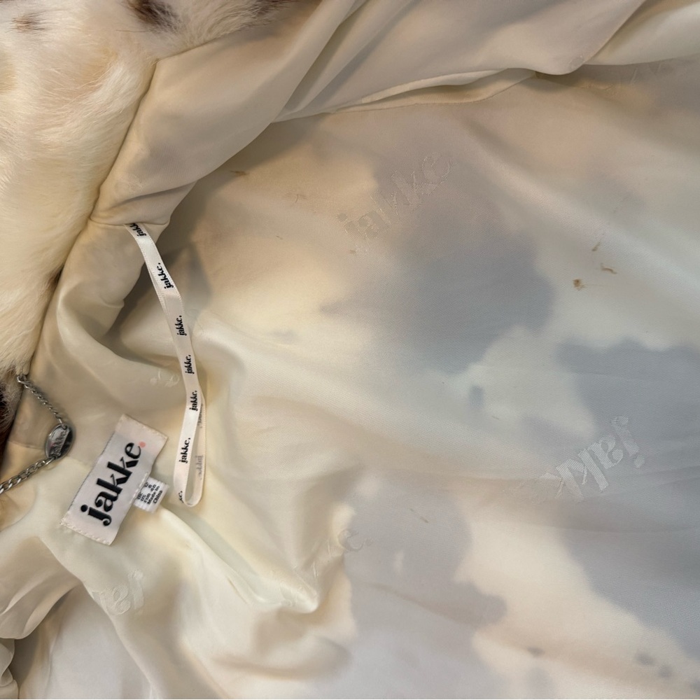 🐮 Jakke Tammy Cow Print Faux Fur Coat size M - Picture 6 of 7